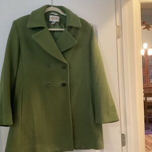 Talbots Spring Green Double-Breasted wool blend lined Pea Coat